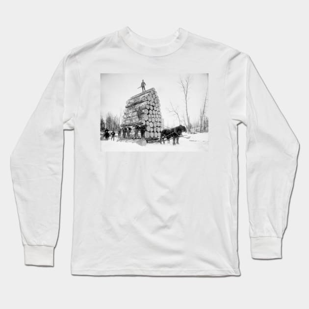 Timber logging, late 19th century (C030/1163) Long Sleeve T-Shirt by SciencePhoto